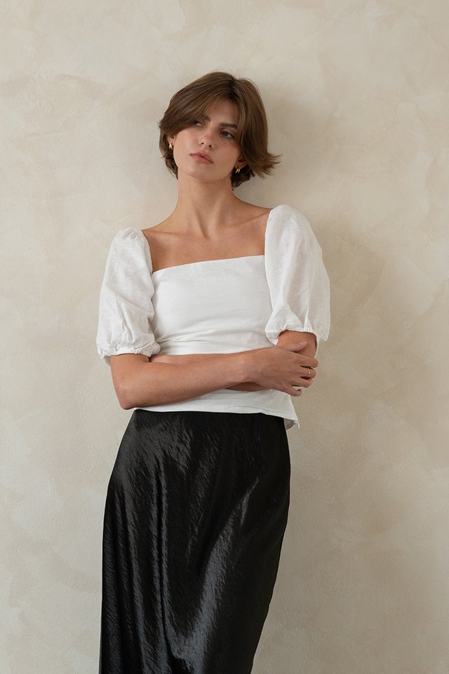 JOHANNA POUF SLEEVE TOP WHITE