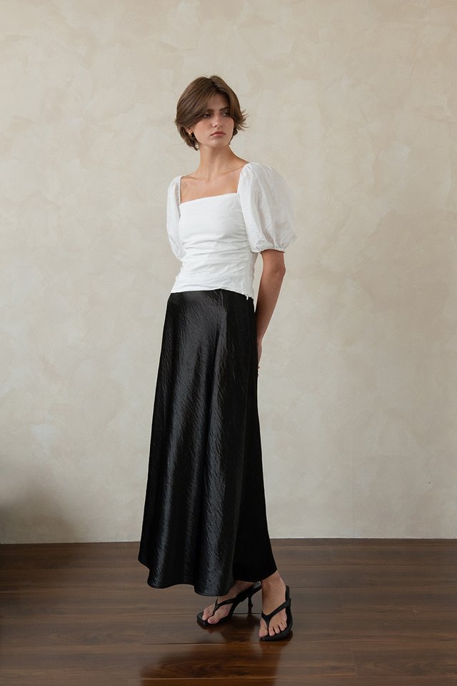 JOHANNA POUF SLEEVE TOP WHITE