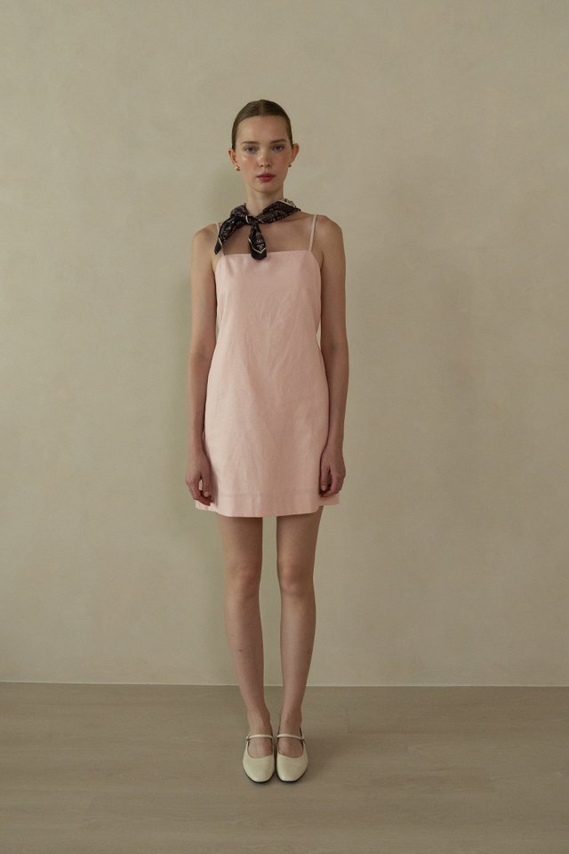 LINEN SHIFT DRESS PINK