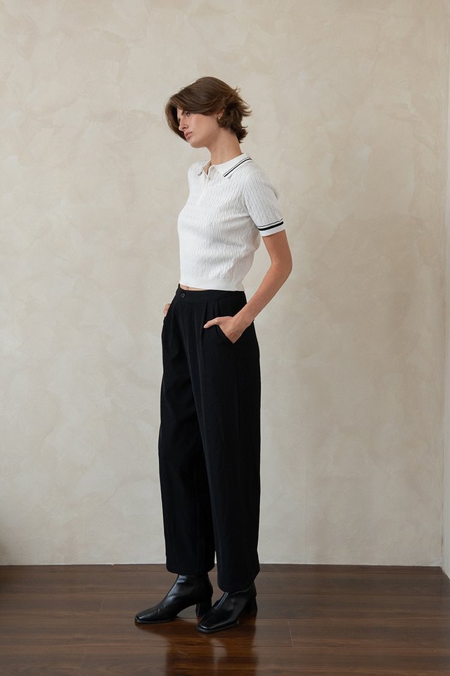PAUL WIDE LEG CROPPED PANTS BLACK