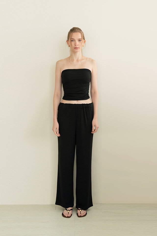 RUCHED BANDEAU TOP BLACK