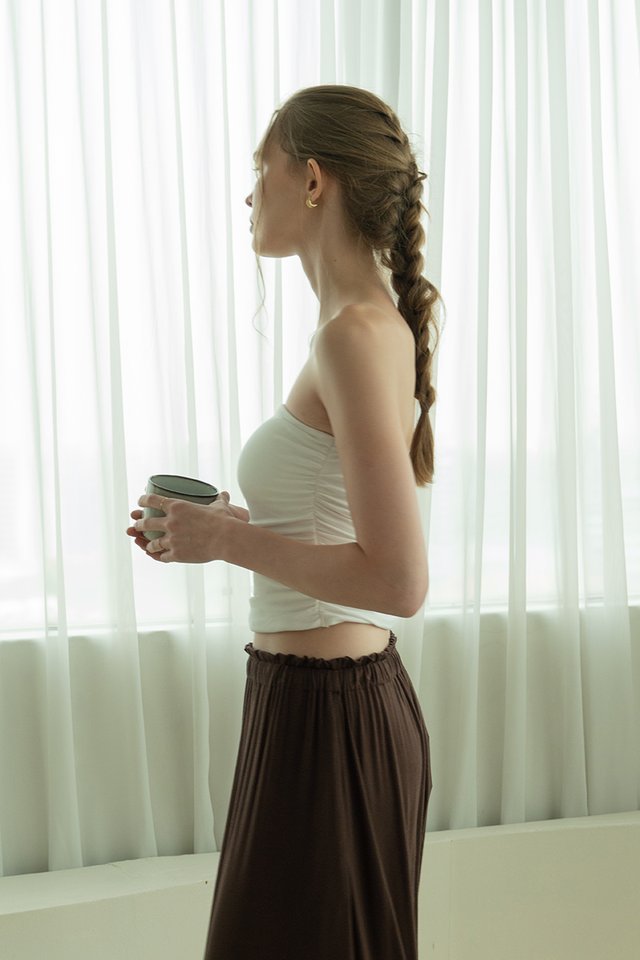 RUCHED BANDEAU TOP WHITE
