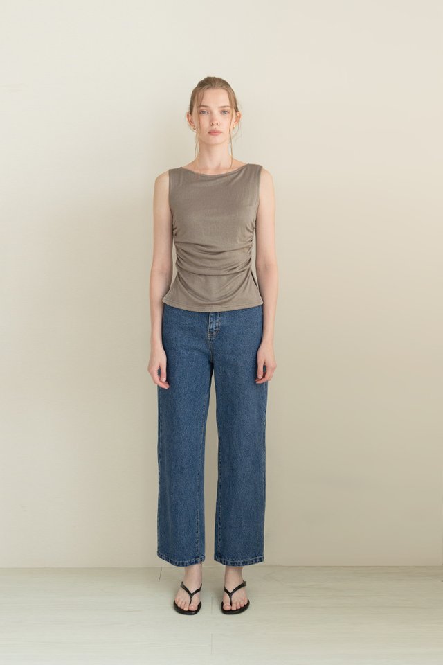 RUCHED TANK TOP GREY