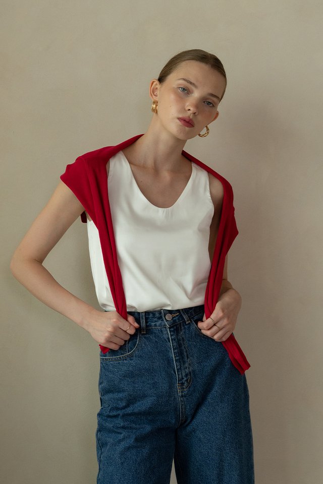 SATIN FINISH TANK TOP WHITE