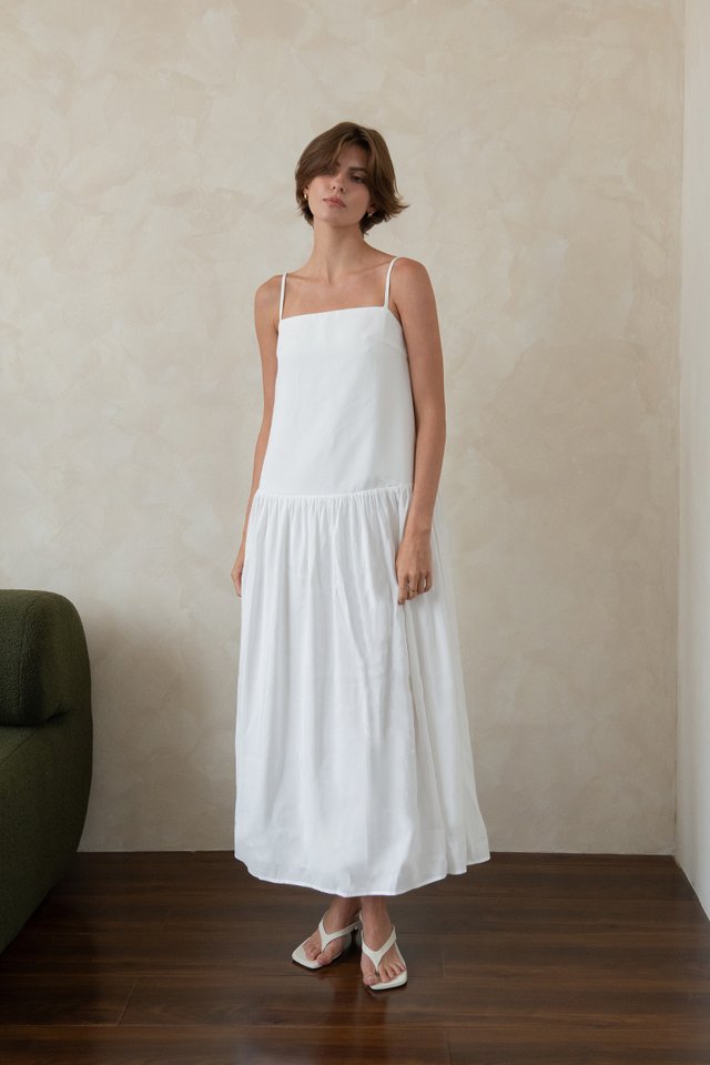 SOFIA LONGLINE DRESS WHITE
