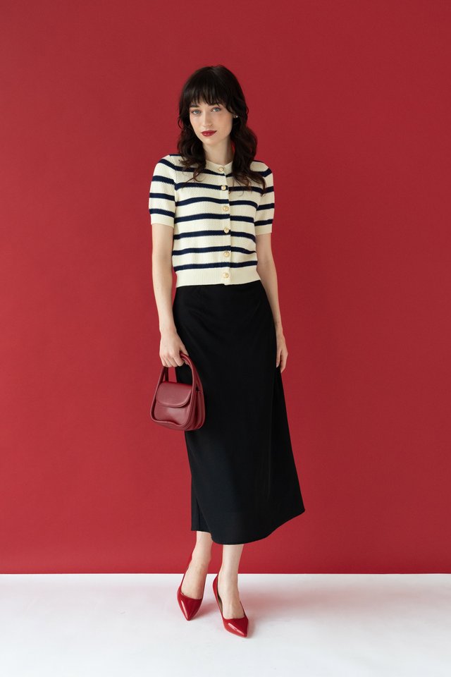 BIAS CUT MIDI SKIRT BLACK