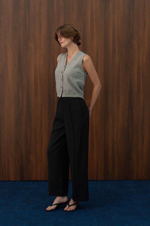 HIGH WAIST TAILORED TROUSERS BLACK