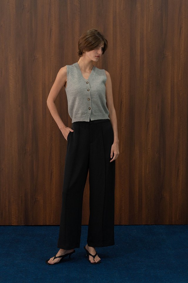 HIGH WAIST TAILORED TROUSERS BLACK