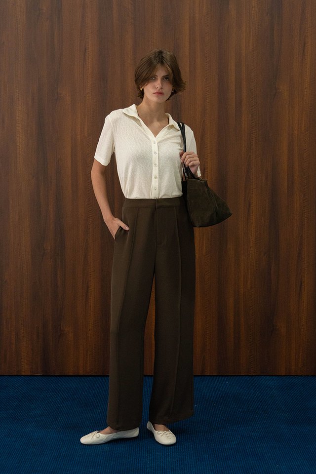 HIGH WAIST TAILORED TROUSERS WOOD