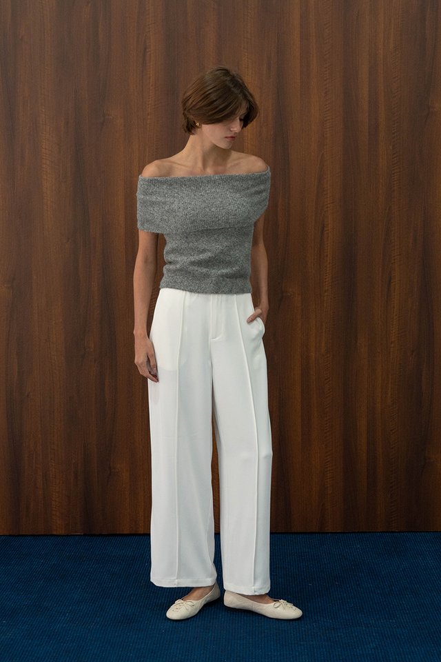 HIGH WAIST TAILORED TROUSERS WHITE