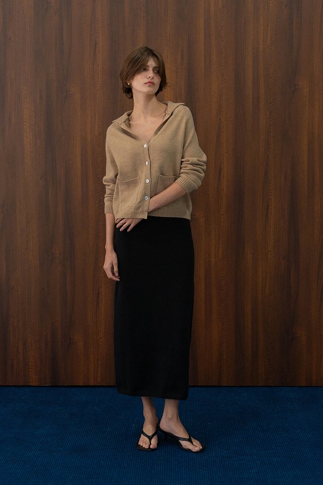 KNIT COLUMN SKIRT BLACK