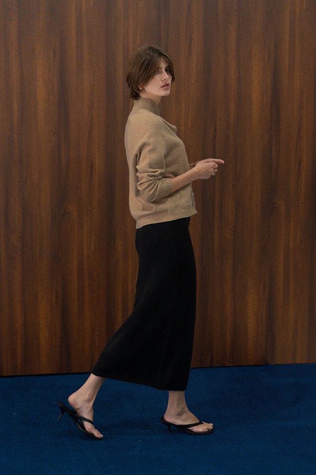 KNIT COLUMN SKIRT BLACK