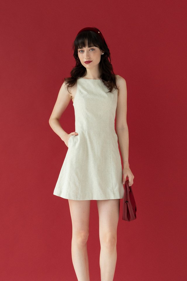 LINEN SHIFT DRESS SAND