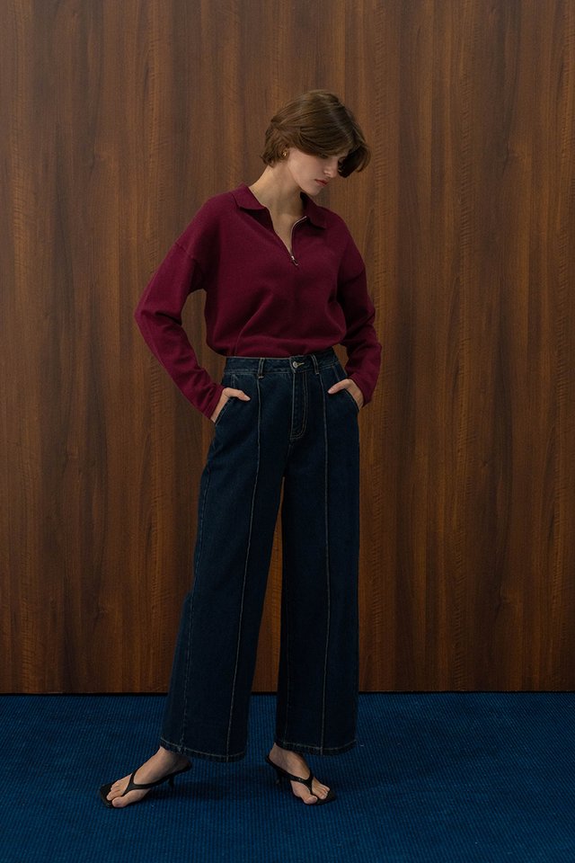 PANELLED JEANS DARK WASH