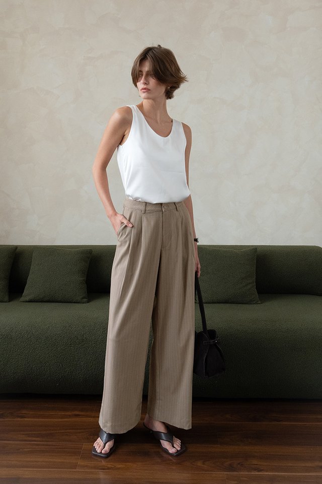 PINSTRIPE TROUSERS TAUPE
