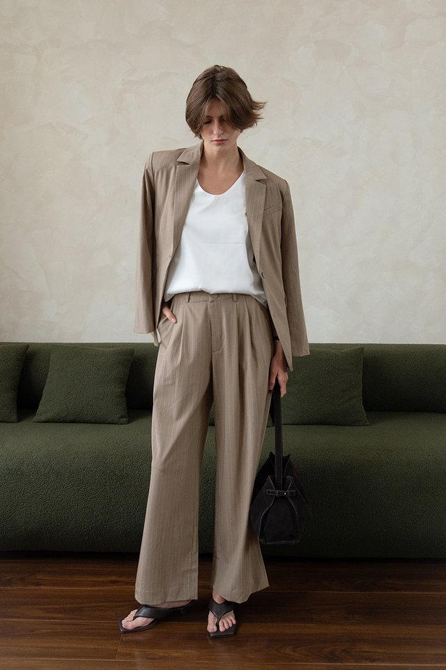 PINSTRIPE TROUSERS TAUPE