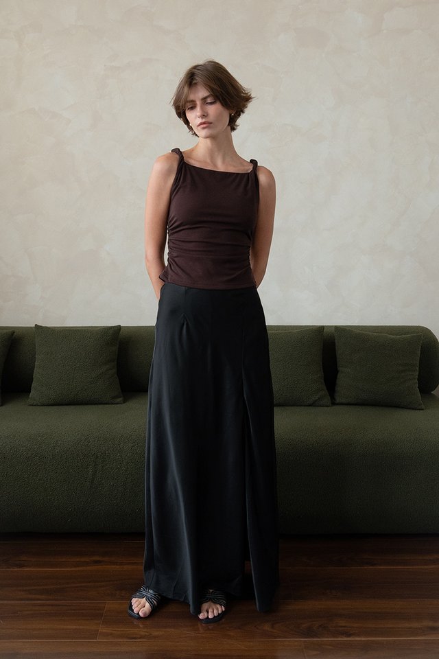 SLEEVELESS TWIST DETAIL TOP ESPRESSO
