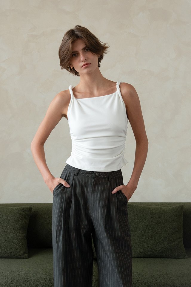 SLEEVELESS TWIST DETAIL TOP WHITE