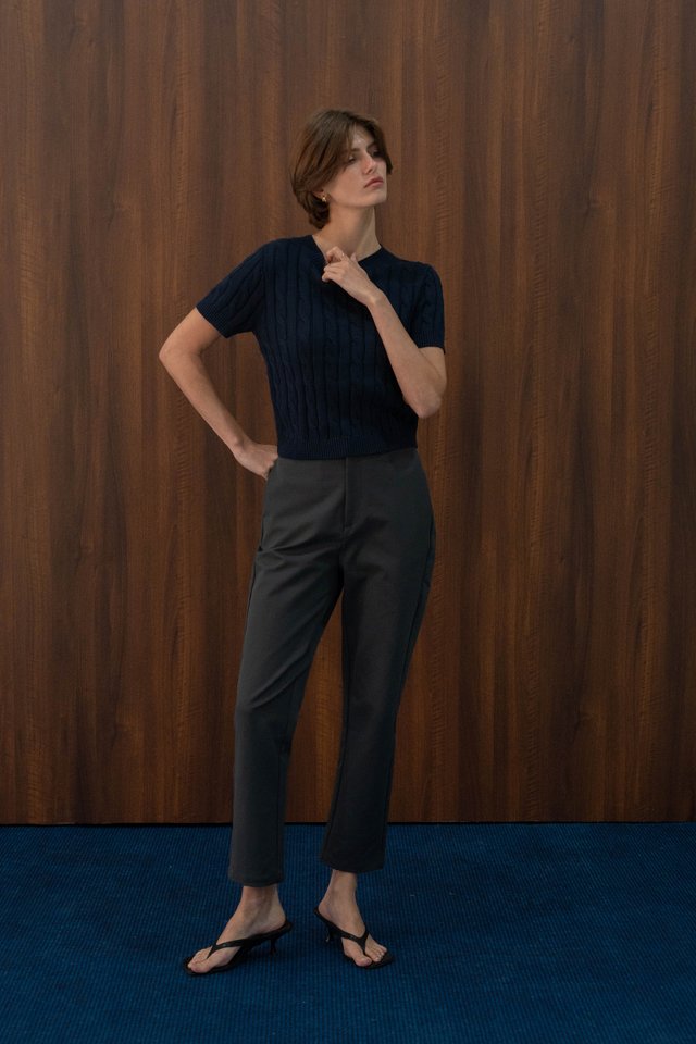 SLIM LEG CROPPED TROUSERS GREY