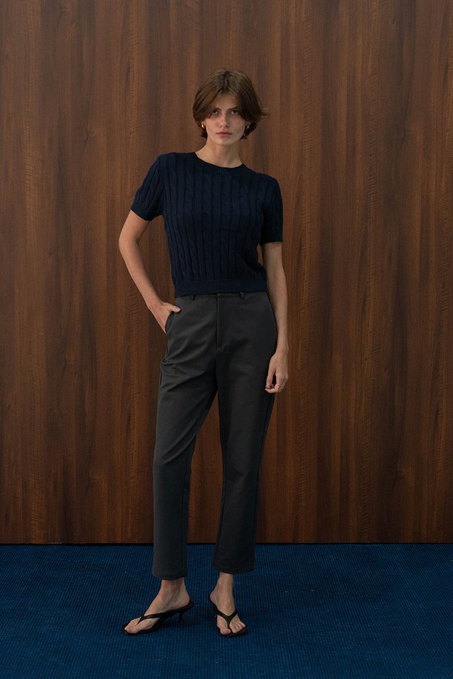 SLIM LEG CROPPED TROUSERS GREY