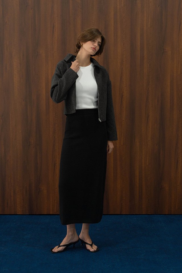 WOOL ZIP-UP JACKET BLACK