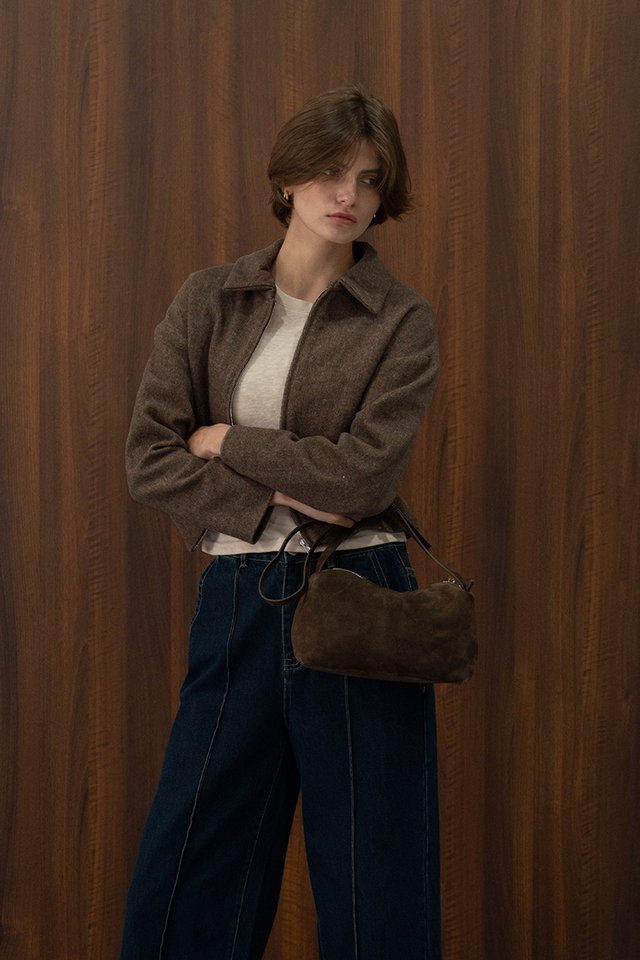 WOOL ZIP-UP JACKET BROWN