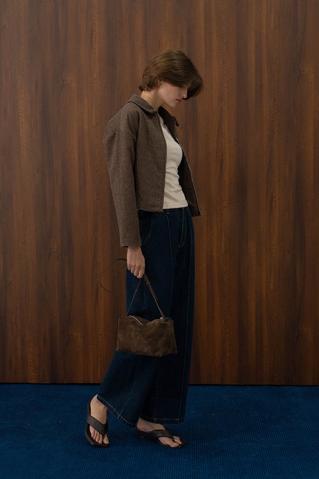 WOOL ZIP-UP JACKET BROWN