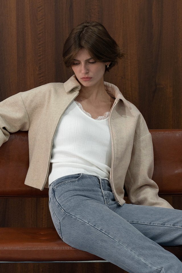 WOOL ZIP-UP JACKET GREIGE