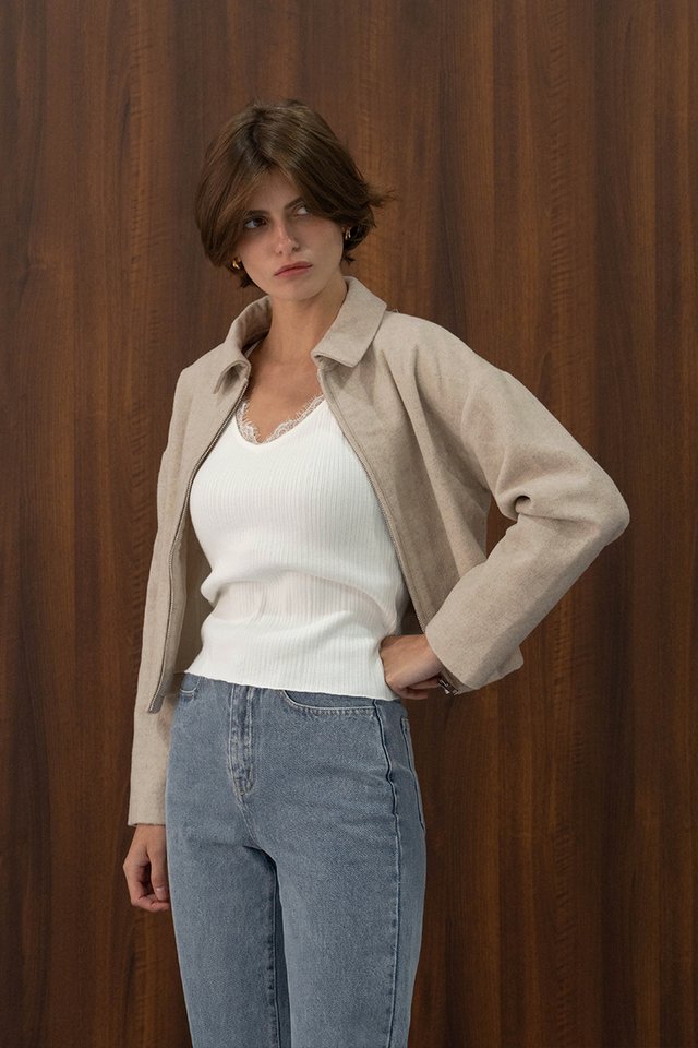 WOOL ZIP-UP JACKET GREIGE