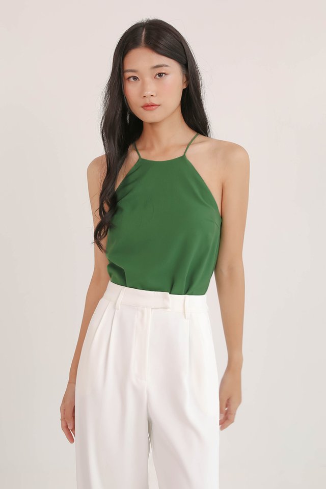 CANDICE HIGH NECK TOP KELLY GREEN