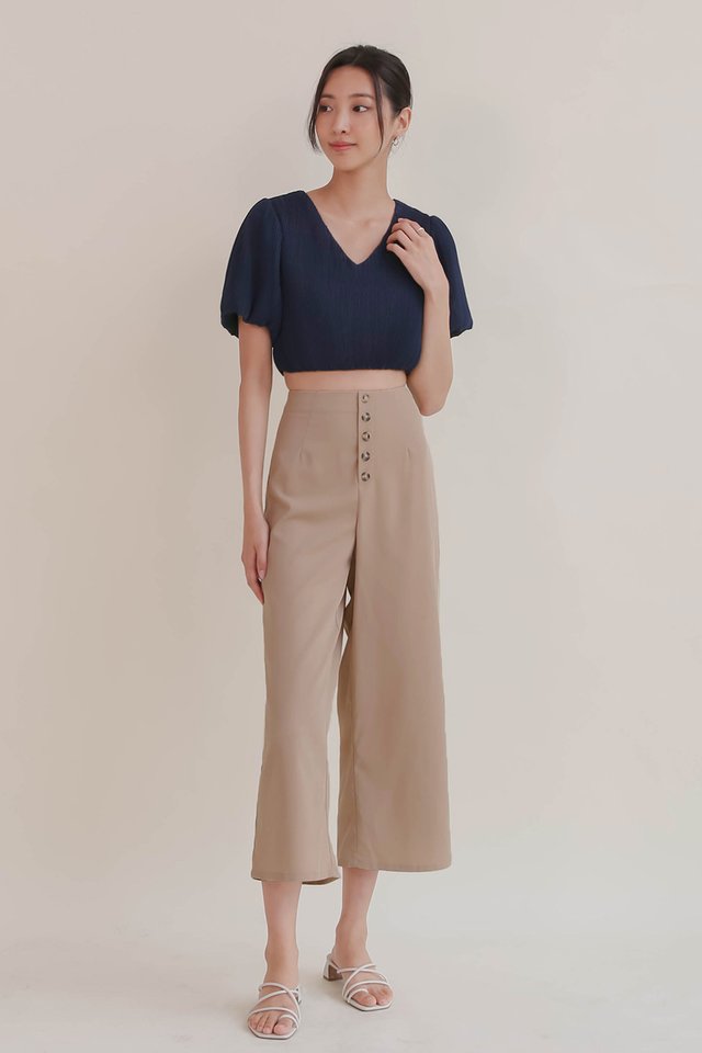 SONIA PLEATED CROP TOP MIDNIGHT